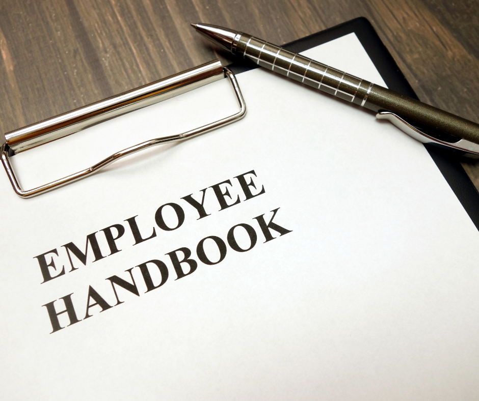 An image of the cover page of the employee handbook introduction, featuring the title and a brief description of the contents.