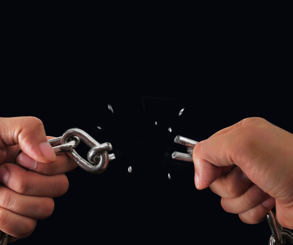 An image showing a person breaking a chain, symbolizing the breach of code of conduct and its consequences.