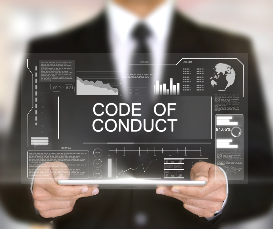 Illustration of employees following the company's Code of Conduct