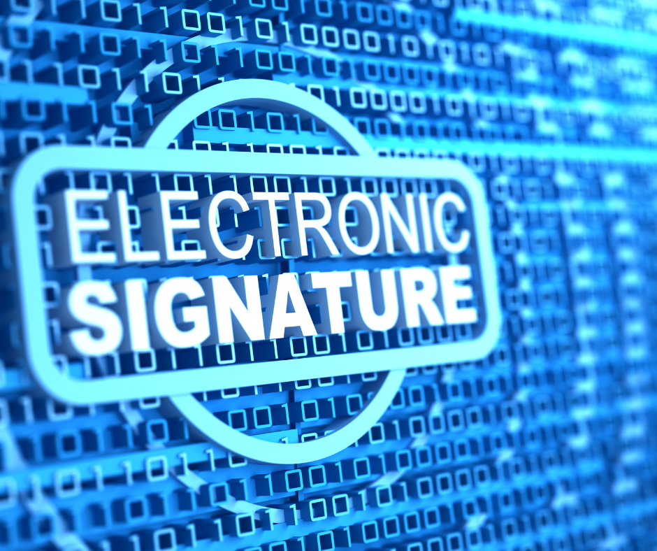 Electronic signature on a document for employee acknowledgment
